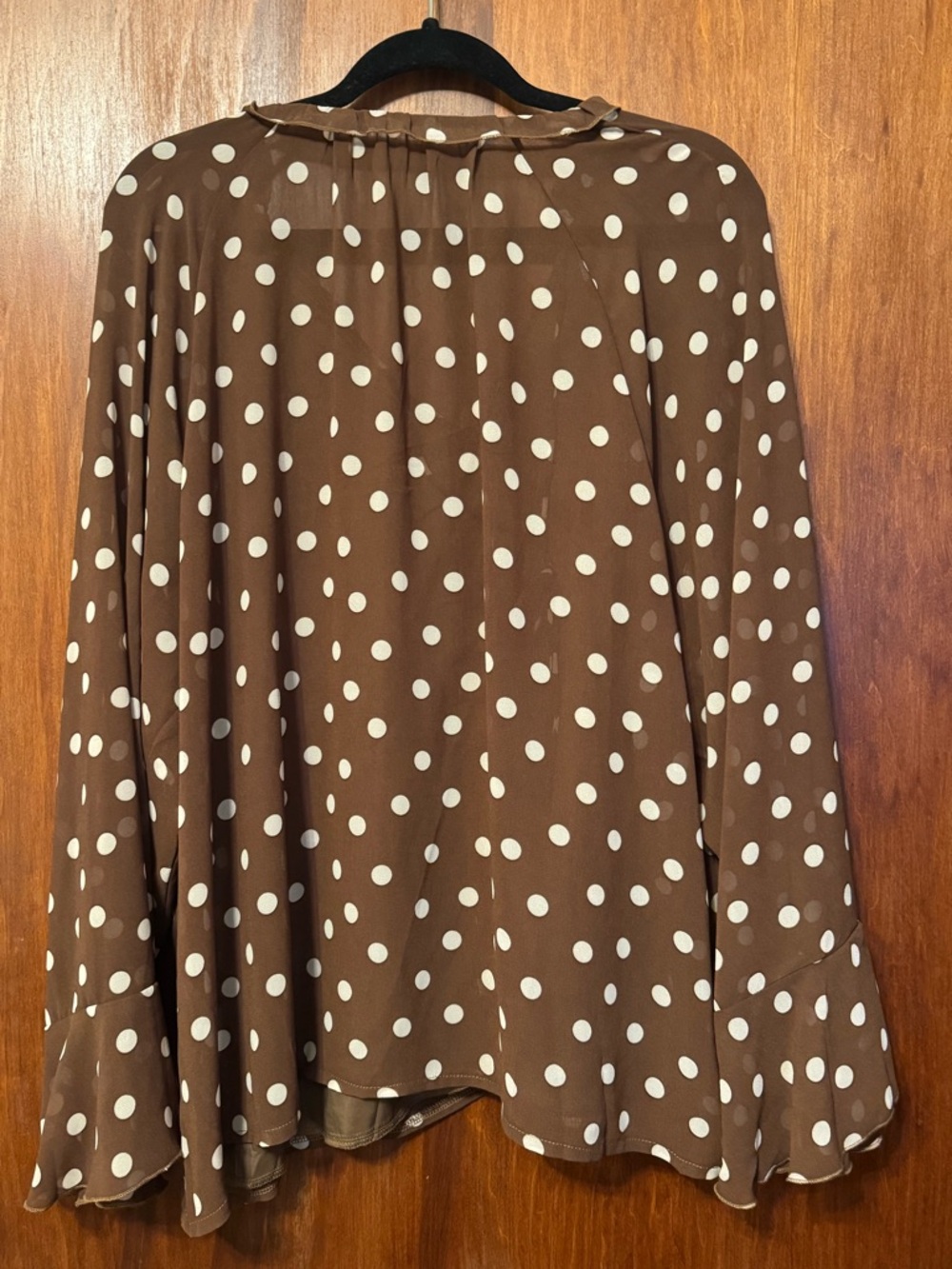 Women’s Plus Size Brown and White Polka Dot Ruffle Cottagecore Boho Top Size 3X - Picture 6 of 7